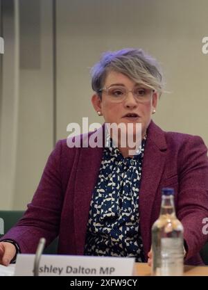 BILDER ABLEGEN. Juli 2024. Die Labour-Abgeordnete Ashley Dalton hat ihren Sitz in West Lancashire nach den gestrigen Parlamentswahlen beibehalten. Westminster, Großbritannien. März 2024. Ashley Dalton, Abgeordneter der Labour Party, nimmt an einer Parlamentarischen Veranstaltung im Portcullis House im House of Commons in Westminster Teil. Kredit: Maureen McLean/Alamy Stockfoto