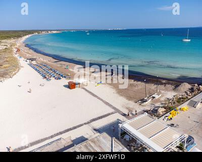 SA Rapita Beach aus der Vogelperspektive, Campos, Mallorca, Balearen, Spanien. Stockfoto