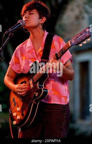 Anna Andreu in Konzert, La mida, La Lluna en Vers Festival, Binissalem, Mallorca, Balearen, Spanien. Stockfoto