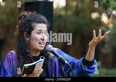 Jèssica Ferrer, poetischer Erwägungsgrund, Oratori de Sant Blai, Campos, Mallorca, Balearen, spanische poetische Erwägung, Oratori de Sant Blai, Campos, Mallorca, Balearen, Spanien. Stockfoto