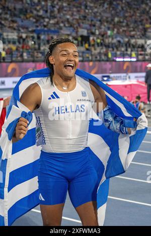 Emmanouil Karalis (Griechenland), Silbermedaille der Stabhochspringer bei den Leichtathletik-Europameisterschaften Roma 2024, Olympiastadion, Rom, Italien Stockfoto