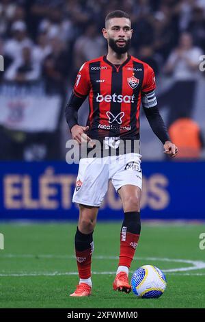 Sao Paulo, Brasilien. Juli 2024. SP - SAO PAULO - 07/04/2024 - BRASILIANER A 2024, CORINTHIANS x VITORIA - Wagner Leonardo Vitoria Spieler während eines Spiels gegen Corinthians im Stadion Arena Corinthians für die brasilianische A 2024 Meisterschaft. Foto: Marcello Zambrana/AGIF Credit: AGIF/Alamy Live News Stockfoto