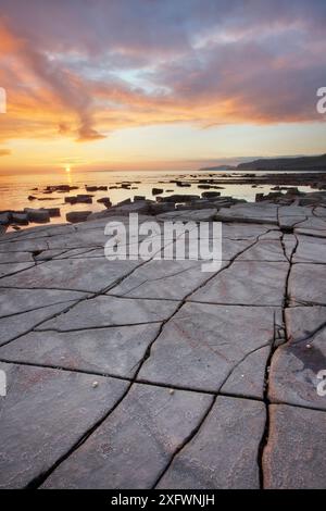 Felsformationen in der Kimmeridge Bay, Isle of Purbeck, Dorset, England, Großbritannien. Oktober 2011. Stockfoto