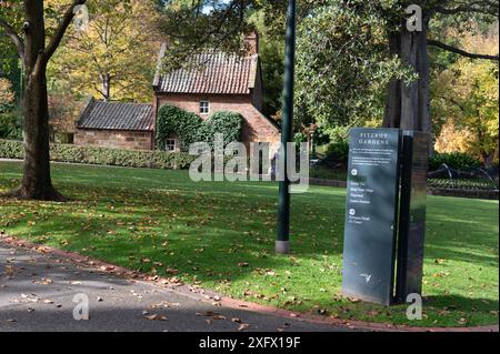 Die Heimat von Captain Cook, der Australien 1770 entdeckte, befindet sich in den Fitzroy Gardens in Melbourne, Victoria, Australien. Das Ferienhaus ist bekannt als „ Stockfoto