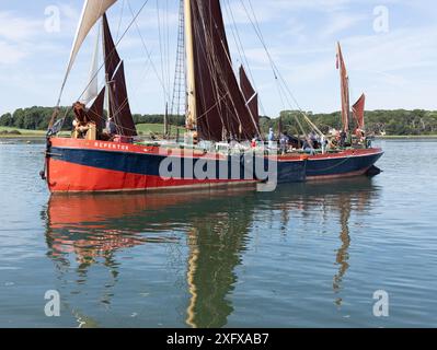 Repertor Thames Segeln der Barge auf dem Fluss Orwell Suffolk England Stockfoto