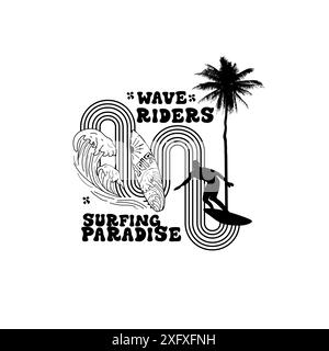 Wellenreiter Surfparadies Sommerstrand Typografie Stock Vektor