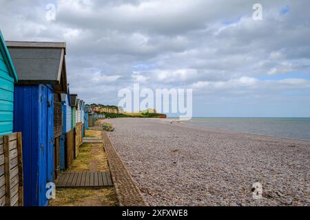 Budleigh Salterton Beach im Spätsommer. Stockfoto