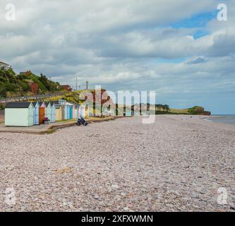 Budleigh Salterton Beach im Spätsommer. Stockfoto