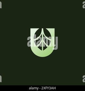 Design mit U-Blatt-Logo. U Anfangsvektor Stock Vektor