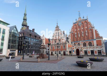 Blackheads' House am Rathausplatz, Wahrzeichen, Riga, Lettland Stockfoto