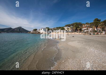 Strand in Sant Elm, Region Serra de Tramuntana, Mallorca, Balearen, Spanien, Europa Stockfoto