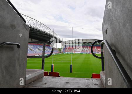 Wigan, Großbritannien. Juli 2024. Eine allgemeine Ansicht des DW-Stadions vor dem Spiel Wigan Warriors gegen Leigh Leopards im DW Stadium, Wigan, Vereinigtes Königreich, 5. Juli 2024 (Foto: Cody Froggatt/News Images) in Wigan, Vereinigtes Königreich am 5. Juli 2024. (Foto: Cody Froggatt/News Images/SIPA USA) Credit: SIPA USA/Alamy Live News Stockfoto