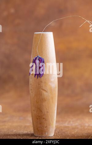 Verwelkte Schachbrettblume, Herbstkonzept, florales Stillleben Stockfoto