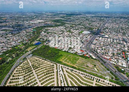 Aus der Vogelperspektive das BBVA-Stadion, Heimstadion des Monterrey Soccer Club, Hauptquartier der Weltmeisterschaft 2026 in Mexiko. First Division of Mexico oder Rayados de M Stockfoto