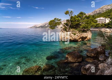 Das Wahrzeichen Brela Stone oder Kamen Brela am Strand Punta rata in der Nähe von Brela, Kroatien, Europa Stockfoto