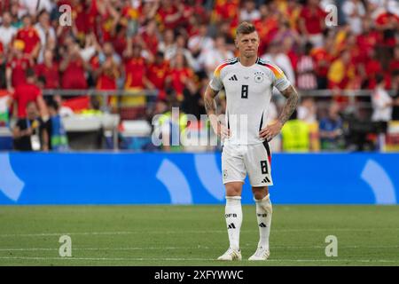 Nach spielende Entaeuschung, Frust bei Toni Kroos (Deutschland #08) GER, Spanien (ESP) vs. Deutschland (GER), Fussball Europameisterschaft, UEFA EURO 2024, Viertelfinale, 05.07.24, Foto: Eibner-Pressefoto/Wolfgang Frank Stockfoto