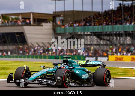 Silverstone, Großbritannien. Juli 2024. Lance Walk (CAN) - Aston Martin Aramco F1 Team - Aston Martin AMR24 - Mercedes während Freies Training am 2. Tag, freitag, 5. juli 2024 des Formel 1 qatar Airways british Grand prix 2024, der vom 5. juli bis 7. juli 2024 auf dem silverstone-Kurs stattfinden soll (Fotoalbum Alessio de Marco/SIPA USA) Credit: SIPA USA/Alamy Live News Stockfoto