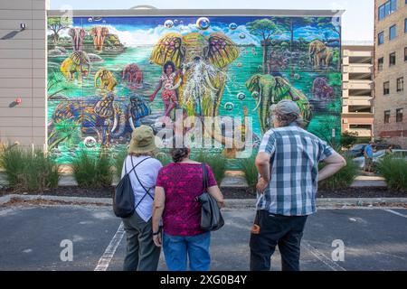 Grand Rapids, Michigan - der ArtPrize-Wettbewerb. Die jährlich stattfindende Kunstausstellung und Kulturveranstaltung zeigt mehr als tausend Kunstwerke in fast 200 Ven Stockfoto