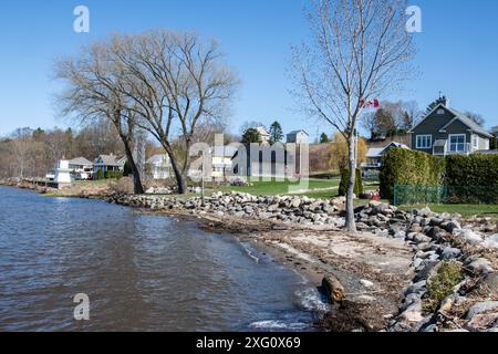 St. Lawrence River am Kai in Lotbinière, Quebec, Kanada Stockfoto