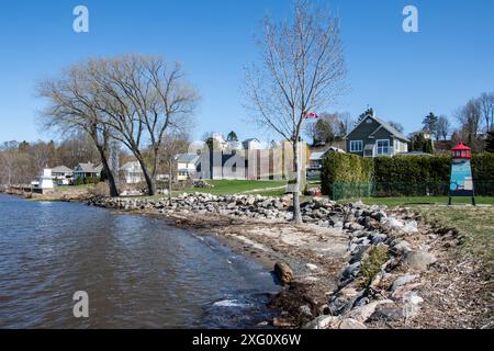 St. Lawrence River am Kai in Lotbinière, Quebec, Kanada Stockfoto