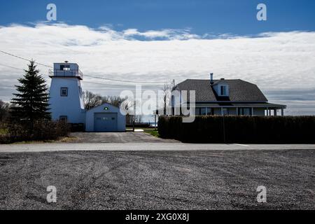 Leuchtturmausbau am Kai in Lotbinière, Quebec, Kanada Stockfoto