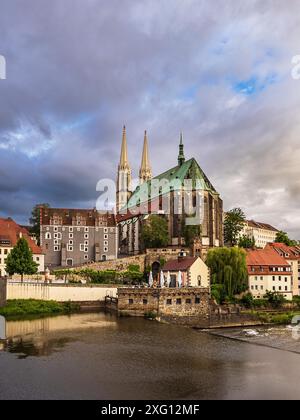 Blick über die Neiße zur Peterskirche in Goerlitz Stockfoto