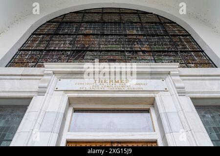 Chambert Thermalquellen, Bagneres-de-Luchon, Pyrenäengebirge, Frankreich Stockfoto