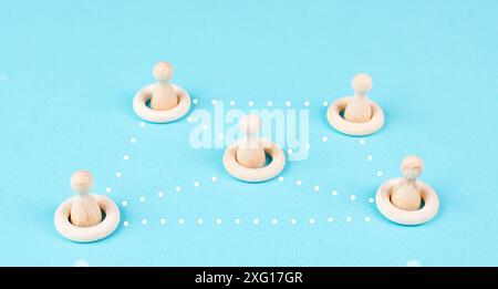 Group of people connecting through a web, business networking, communication and teamwork Stockfoto