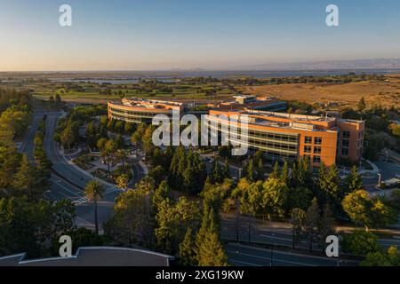 Luftaufnahme des Google-Hauptquartiers auf dem Googleplex-Campus im Silicon Valley Stockfoto