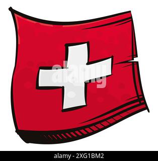 Nationalflagge der Schweizerischen Eidgenossenschaft im Graffiti-Stil Stockfoto