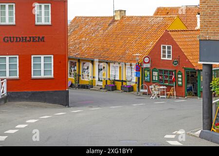 Fachwerkhäuser, Gudhjem, Ostseeinsel Bornholm, Dänemark Stockfoto