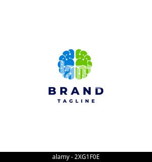 Brain Symbol Mit Nerve Points Logo Design. Neurons-Symbol Im Brain Logo Design. Stock Vektor