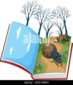 Illustration eines offenen Buches mit der Natur Stock Vektor