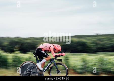 Bild von Zac Williams/SWpix.com - 05/07/2024 - Radfahren - 2024 Tour de France - Stage 7 ITT Nuits-Saint-Georges - Gevrey-Chambertin France - Ben Healy, EF Education Easypost. Quelle: SWpix/Alamy Live News Stockfoto