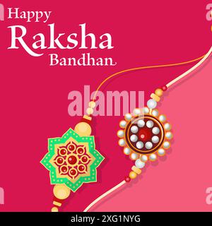 Fröhliche raksha Bandhan Festival Illustration in flachem Stil Stock Vektor