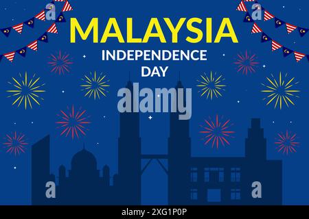 Silhouette malaysia Unabhängigkeitstag Hintergrund Illustration Stock Vektor