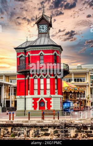 Historischer Uhrenturm, Waterfront Kapstadt Südafrika, in der Victoria und Alfred Waterfront Stockfoto