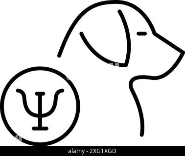 Hundepsychotherapeut. Psychische Gesundheit und Wellness-Dienstleistungen für Haustiere. Symbol für Pixelperfekte, bearbeitbare Kontur Stock Vektor