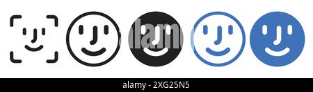 Gesichts-ID-Symbol-Vektorsatz-Sammlung für Web-Vektorsatz-Sammlung für App-ui Stock Vektor