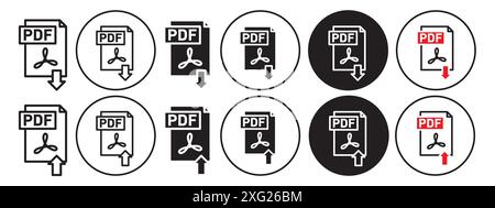 PDF-Symbolvektorsatz-Sammlung für Web-Vektorsatz-Sammlung für App-ui Stock Vektor