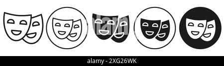 Tragedy Comedy Maske Symbol Vektor Set Sammlung für Web Vektor Set Sammlung für App ui Stock Vektor