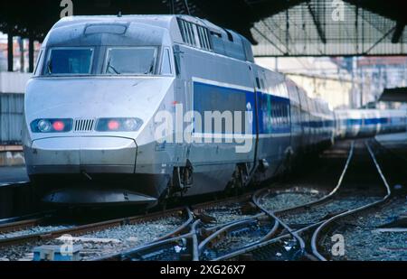 TGV (Hochgeschwindigkeitszug). Hendaye. Frankreich (spanisch-französischen Grenze) Stockfoto