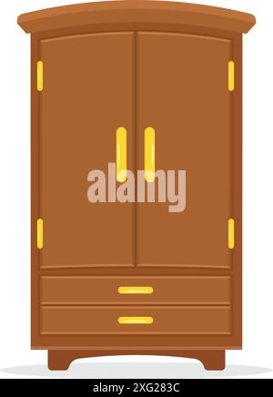 Schranksymbol im flachen Stil. Illustration des Garderobenspeichers auf isoliertem Hintergrund. Schubladenschrank Zeichen Business Concept. Stock Vektor