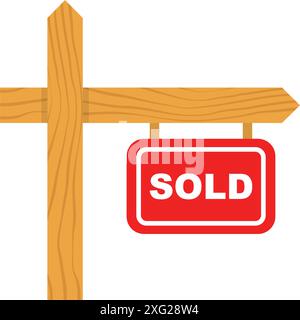Immobilienbanner-Symbol im flachen Stil. Verkaufsetikett Vektor-Illustration auf isoliertem Hintergrund. Verkauftes Sign Business-Konzept. Stock Vektor