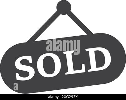 Immobilienbanner-Symbol im flachen Stil. Verkaufsetikett Vektor-Illustration auf isoliertem Hintergrund. Verkauftes Sign Business-Konzept. Stock Vektor