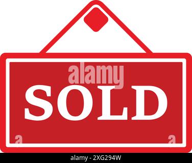 Immobilienbanner-Symbol im flachen Stil. Verkaufsetikett Vektor-Illustration auf isoliertem Hintergrund. Verkauftes Sign Business-Konzept. Stock Vektor