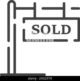 Immobilienbanner-Symbol im flachen Stil. Verkaufsetikett Vektor-Illustration auf isoliertem Hintergrund. Verkauftes Sign Business-Konzept. Stock Vektor