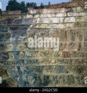 Eisen-Pyrit. Corta Atalaya, Riotinto Minen, Provinz Huelva, Spanien Stockfoto