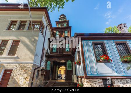 Plovdiv, Bulgarien. Mai 2024. Blick auf den hölzernen Turm von St. Marina, fertiggestellt im Jahr 1870 Stockfoto