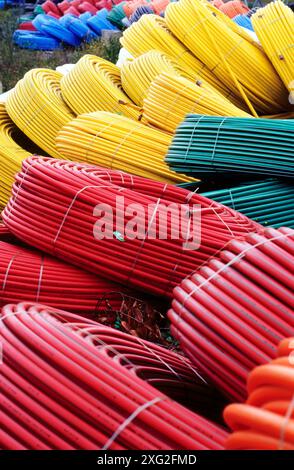 Faseroptik, Kunststoff-Rohre Stockfoto